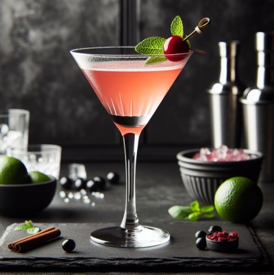 Cosmopolitan con arándano en una mesa